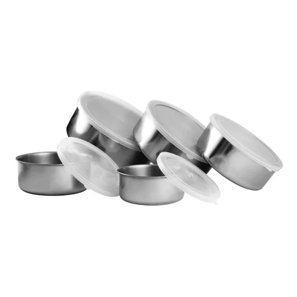 Kit 5 Tigelas em Inox com Tampa