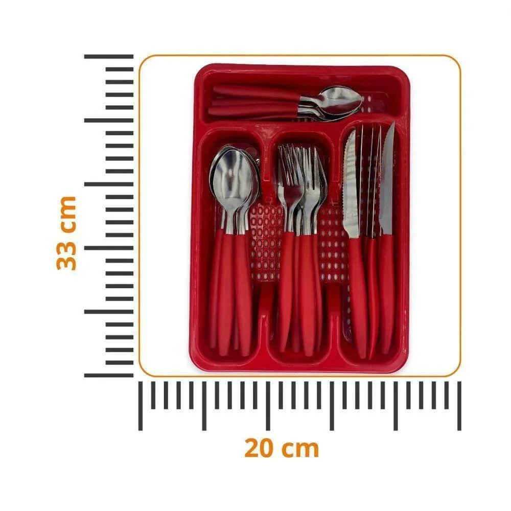 Faqueiro 24 Peças Inox com Porta Talheres – Jogo Completo 6 Pessoas