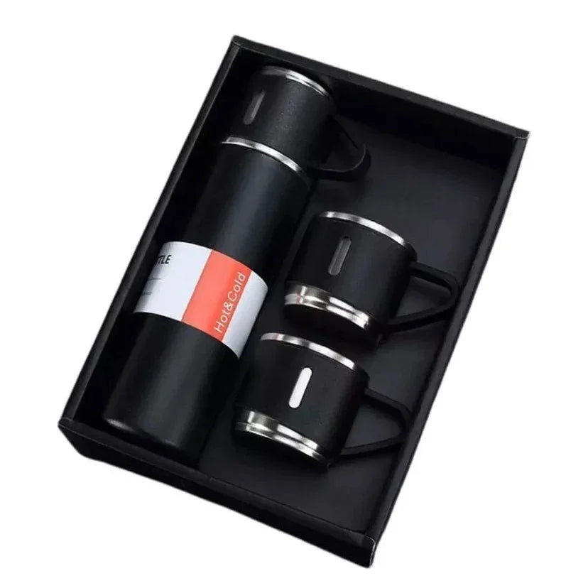 Kit Garrafa Térmica 500ml + 3 Xícaras – Praticidade e Elegância
