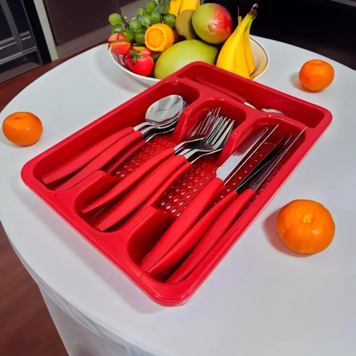 Faqueiro 24 Peças Inox com Porta Talheres – Jogo Completo 6 Pessoas