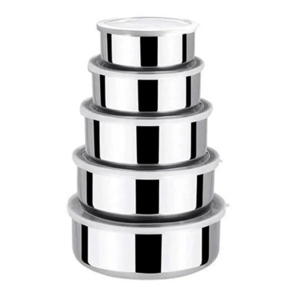 Kit 5 Tigelas em Inox com Tampa
