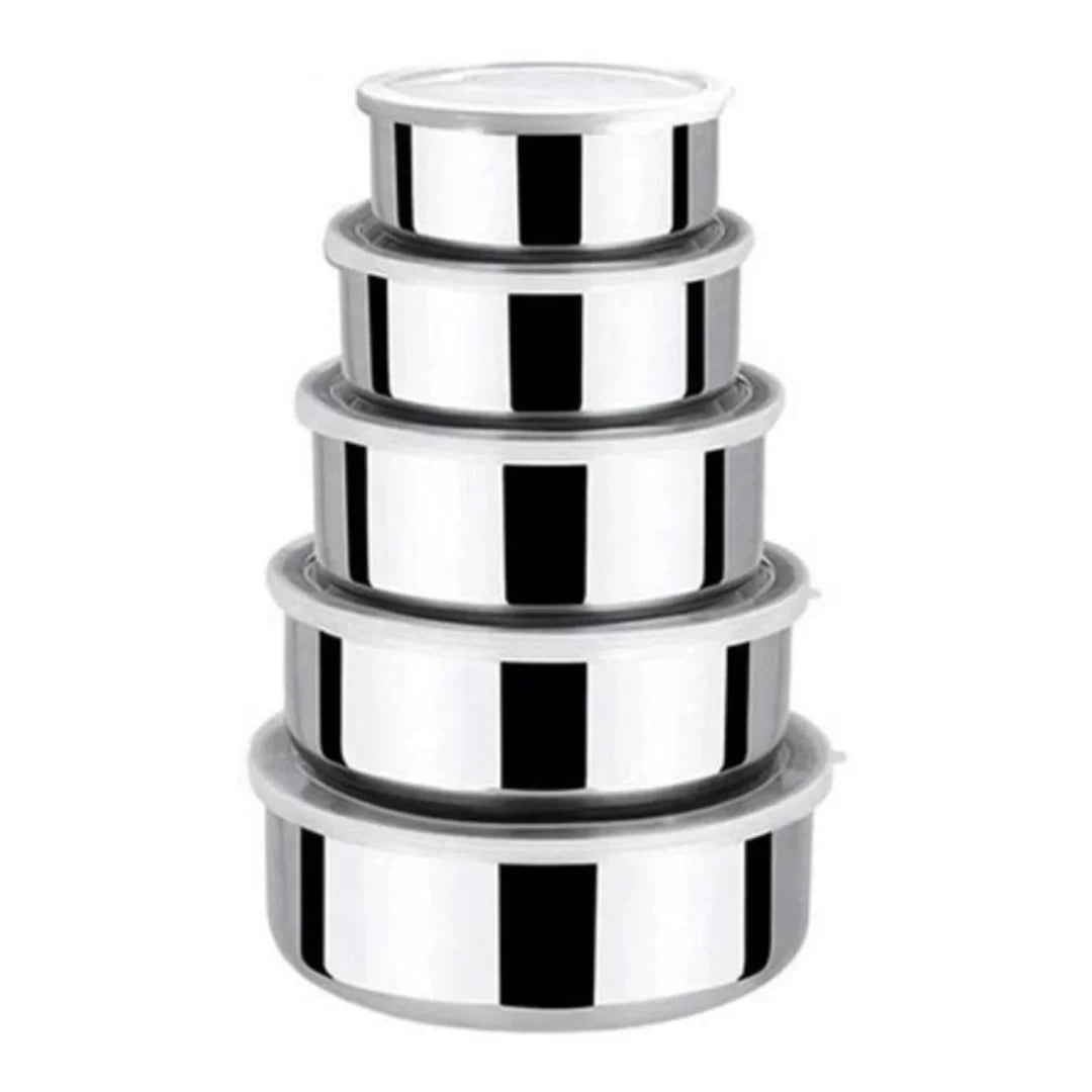 Kit 5 Tigelas em Inox com Tampa