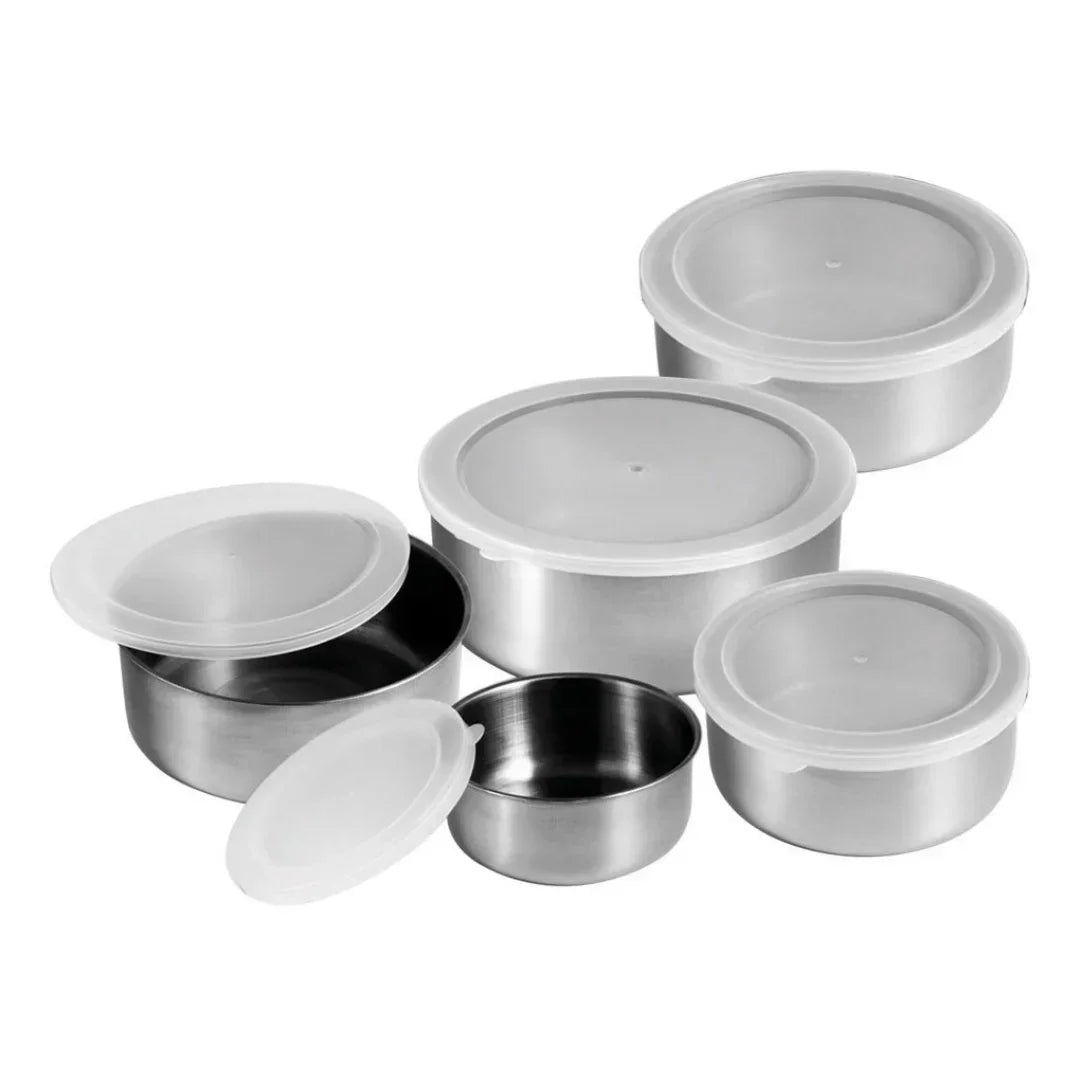 Kit 5 Tigelas em Inox com Tampa