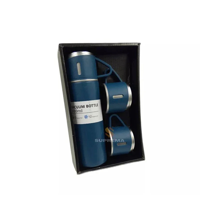 Kit Garrafa Térmica 500ml + 3 Xícaras – Praticidade e Elegância