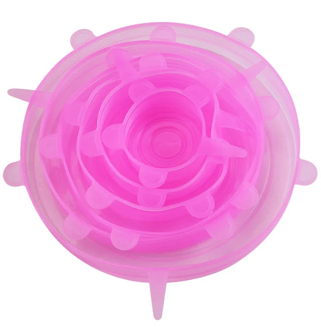 Kit 6 Tampas de Silicone Reutilizáveis – Elásticas e Universais