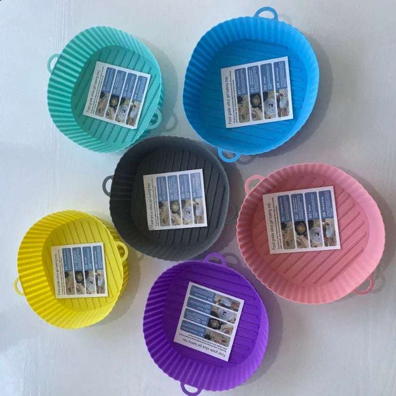 Cesto de Silicone para Air Fryer – Assadeira Reutilizável Redonda ou Quadrada