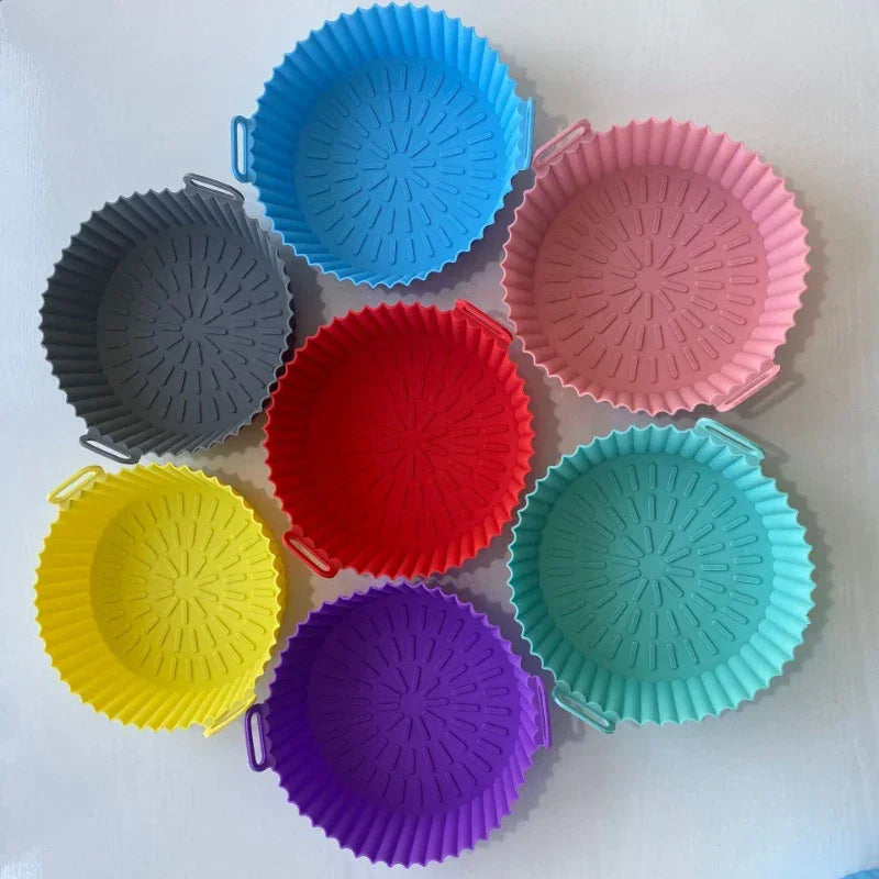 Cesto de Silicone para Air Fryer – Assadeira Reutilizável Redonda ou Quadrada
