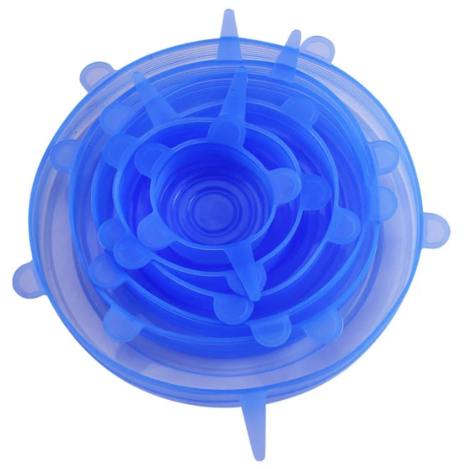 Kit 6 Tampas de Silicone Reutilizáveis – Elásticas e Universais