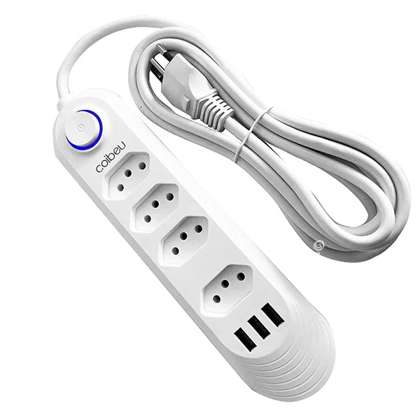 Torre de Tomadas Retrátil com USB – Extensão 2m Padrão Brasil